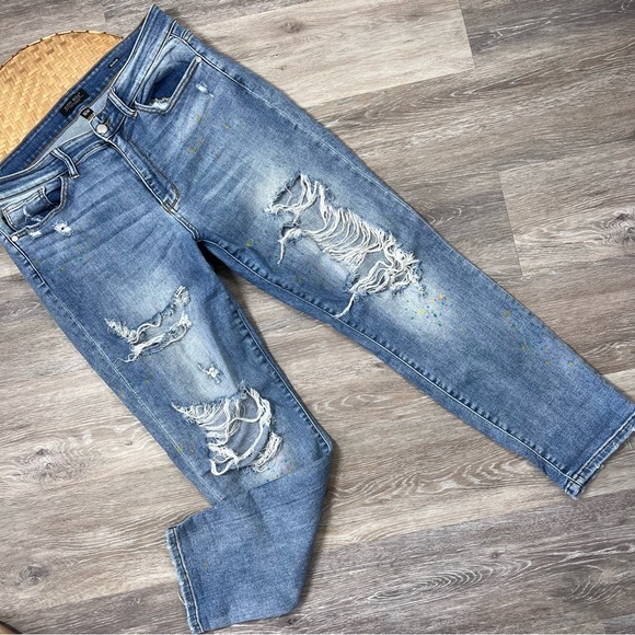 Judy Blue Denim - Judy blue paint splatter distressed boyfriend jeans